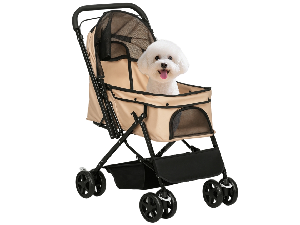 S/MARCA Carrinho para cães, alça reversível, cesta, corda de segurança, 76,5x52x95cm, marrom