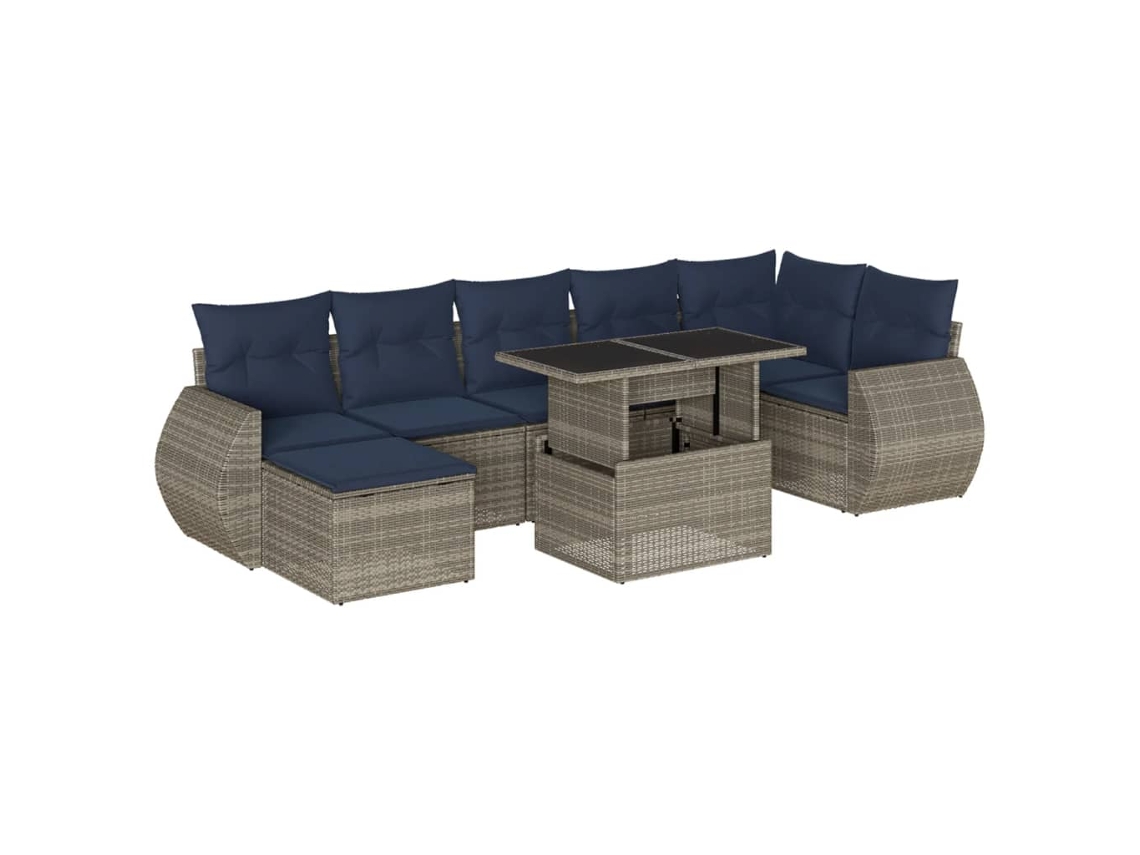 Conjunto de Sofá de Jardim, 8 Peças, Almofadas, Rattan Cinza MAISON EXCLUSIVE
