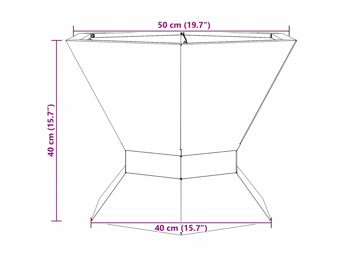 Conjunto 1 Fire Pit Para Exterior Vidaxl Castanho Aço (50 X 50 X 40 Cm)