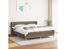 Cama Com Molas/colchão 180x200 Cm Tecido Castanho-acinzentado