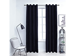 Vidaxl Cortinas Blackout Com Argolas 2 Pcs 140x175 Cm Veludo Preto