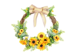 Guirlanda de Cipreste para Porta com Margaridas Decorativas de Páscoa LAXISCREED