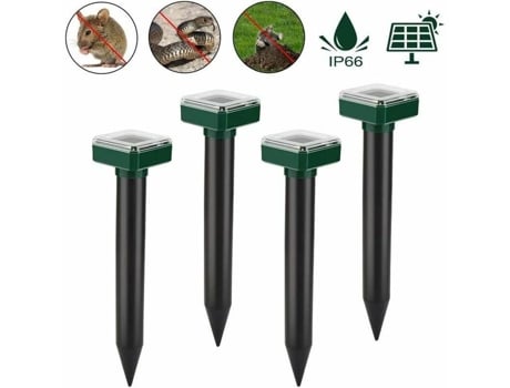 Pacote com 4 repelentes solares ultrassônicos de Praga em águas abertas IP56, repelentes de jardim, multicoloridos, grande abrigo de jardim