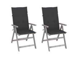 Cadeiras Jardim Reclináveis C/ Almofadões 2 Pcs Acácia Maciça Dkd Home Decor