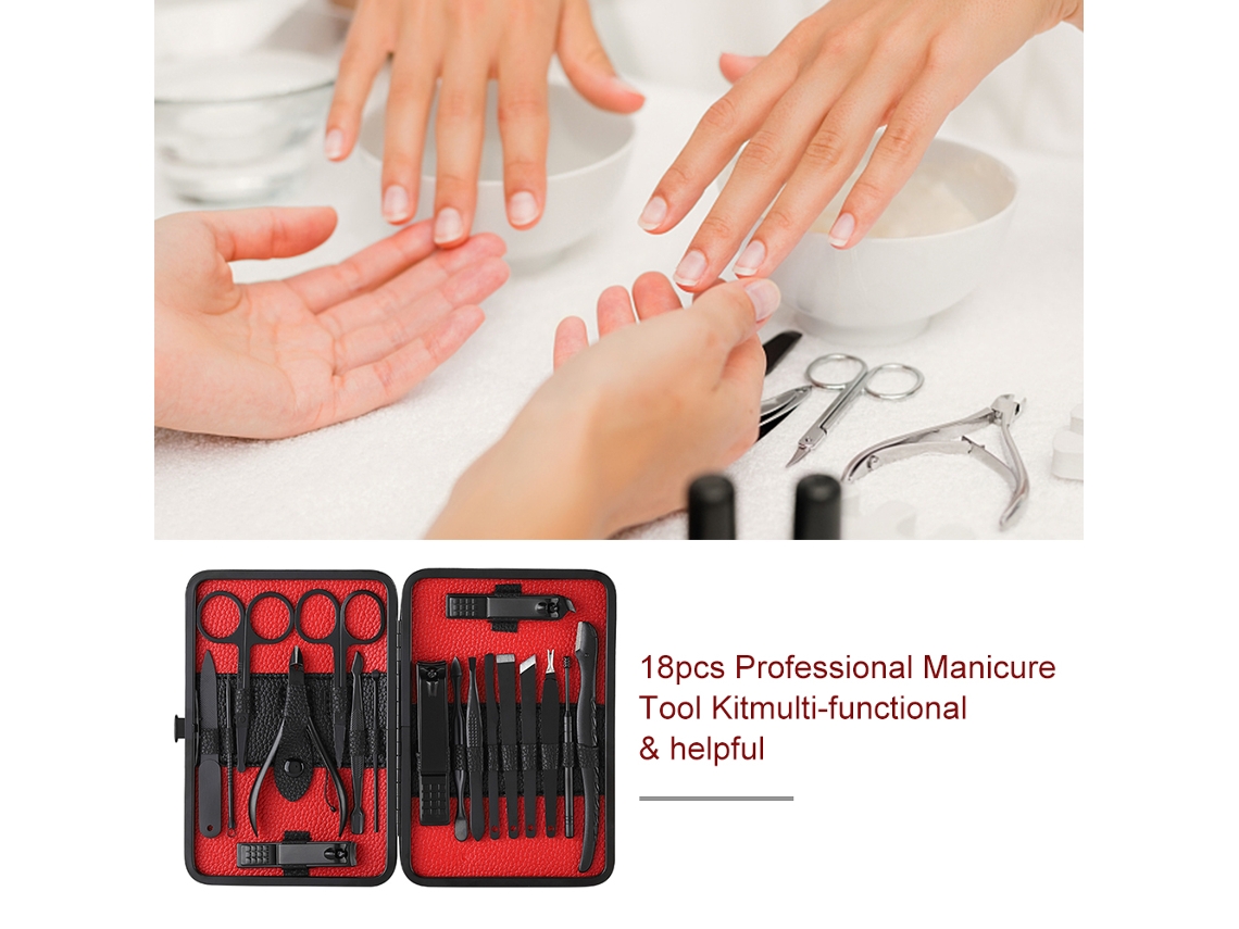 Conjunto De 18 Ferramentas De Manicure E Cuidados Com Sobrancelhas Eoocoo (profissional E Multifuncional)