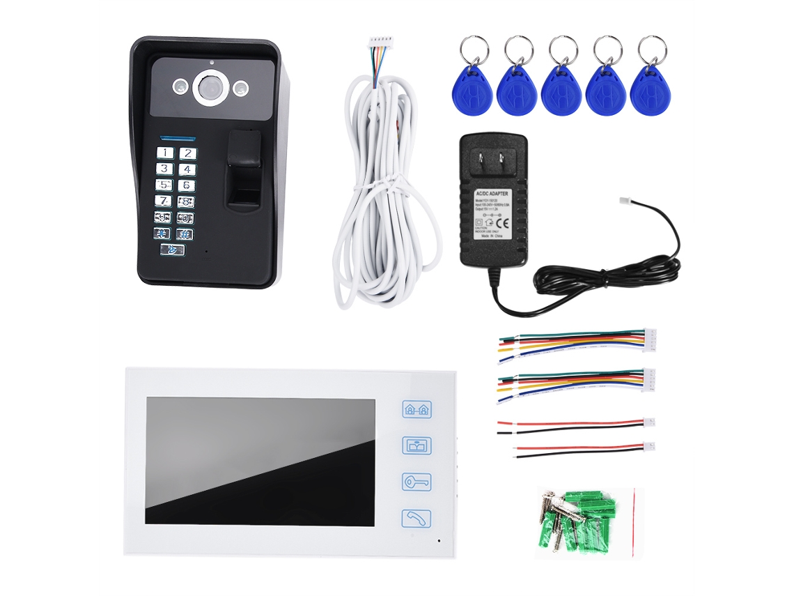Campainha Intercomunicadora De Vídeo Com Fio: 7 Polegadas, Controle Por Impressão Digital, Senha, Cartão, Hd E Prova De Chuva