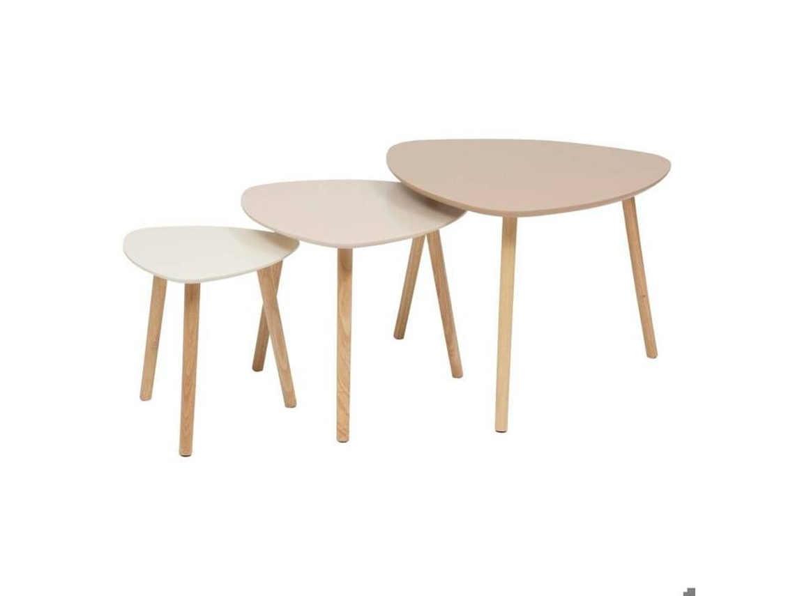 3 Mesas Gigognes Mileo Bege 60x60x45cm Atmosphera Criador De Interiores Bege