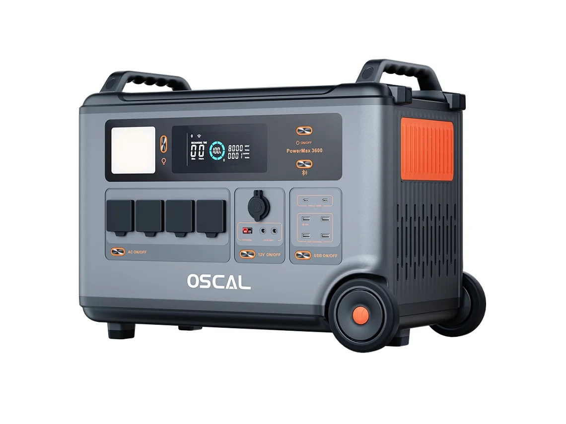 Estação De Energia Portátil 6000w Oscal Powermax 6000, Bateria 3600wh Lifepo4, Pico 9000w, Expansível 57600wh, Carga Solar 2400w, Ups, App Smart, Powe