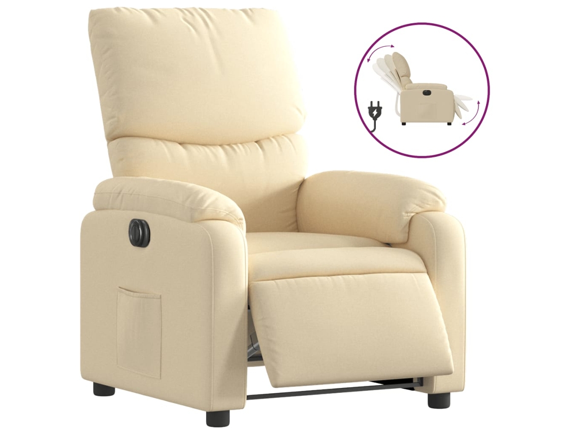 Electric Recliner Chair, Electric Recliner Chairs Vidaxl Creme Tecido