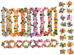 Kit De Colar Havaiano Com Acessórios Florais, Conjunto Colorido Com Colar, Tiara E Pulseira.