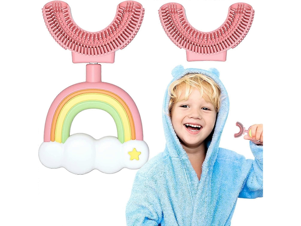 Escova de Dentes Infantil em Formato U com Cabeça Dupla Silicone Extra Macio, Livre Bpa e Qualidade Alimenta R. GOKOCO