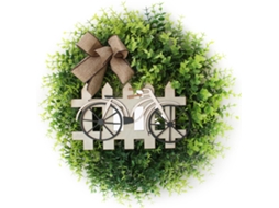 Guirlanda de plantas artificiais com folhas verdes imitadas para cerca de bicicleta.