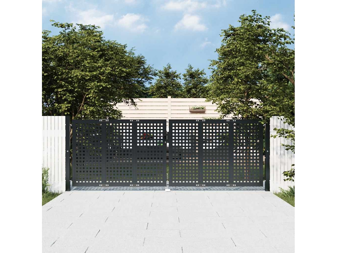 Vidaxl Portão De Jardim Em Aço Antracite 300x100 Cm