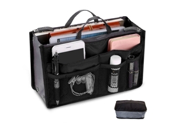 Conjunto de bolsa dupla BRILVIBERA, com bolsa interna, preta, 28x18x3,10 cm
