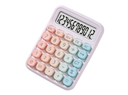 Calculadora Cute 12 Dígitos display LCD grande botões redondos gradiente bateria dual ABS para escola escritório casa | S/MARCA