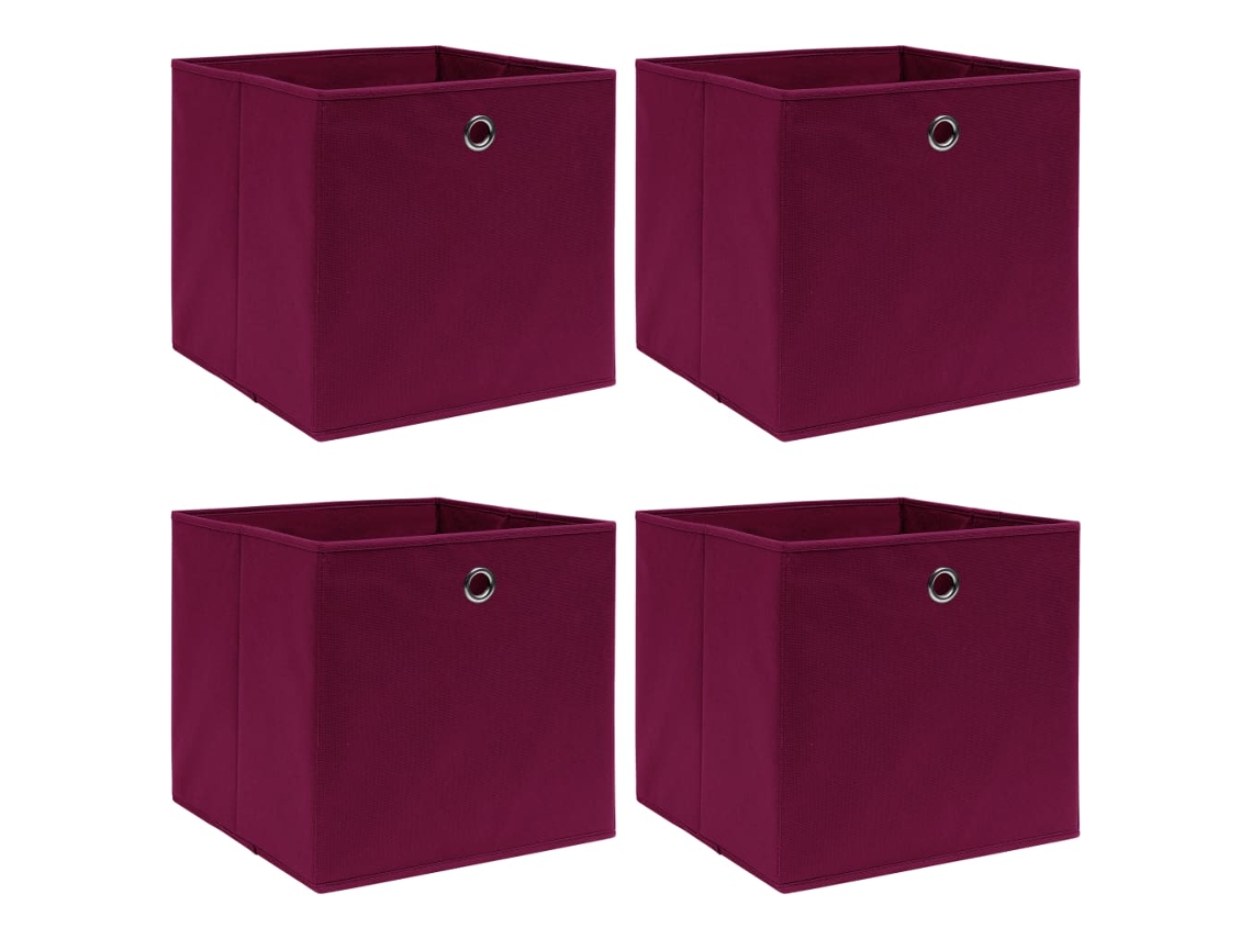 Vidaxl Caixas De Arrumação 4 Pcs 32x32x32 Cm Tecido Vermelho Escuro