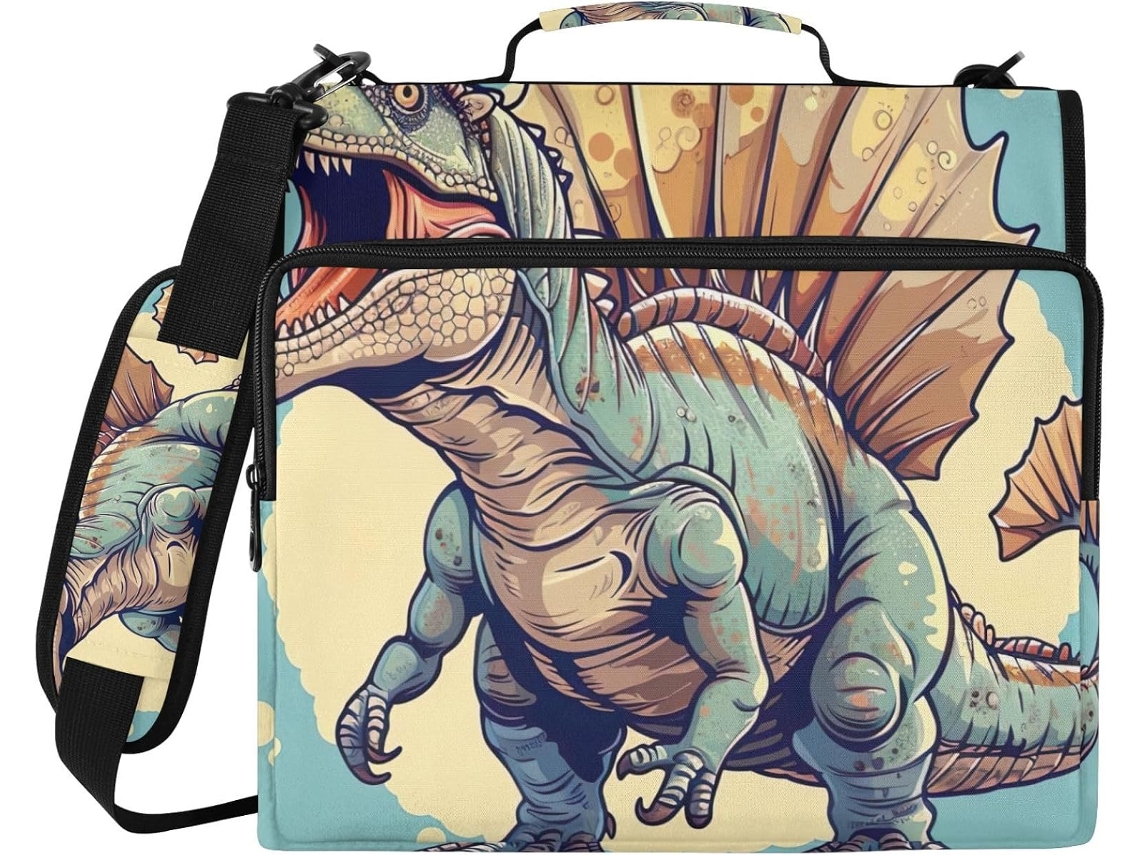 Pasta Organizadora Roar Dinossauro, Com 3 Argolas Laptop De 14 Polegadas, À Prova D Água E Com Zíper, Ideal