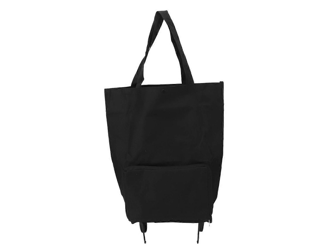 Carrinho de Compras Dobrável com Rodas, Bolsa de Armazenamento Multifuncional em Tecido, Bolsa de Compras Portátil Preta. GOKOCO