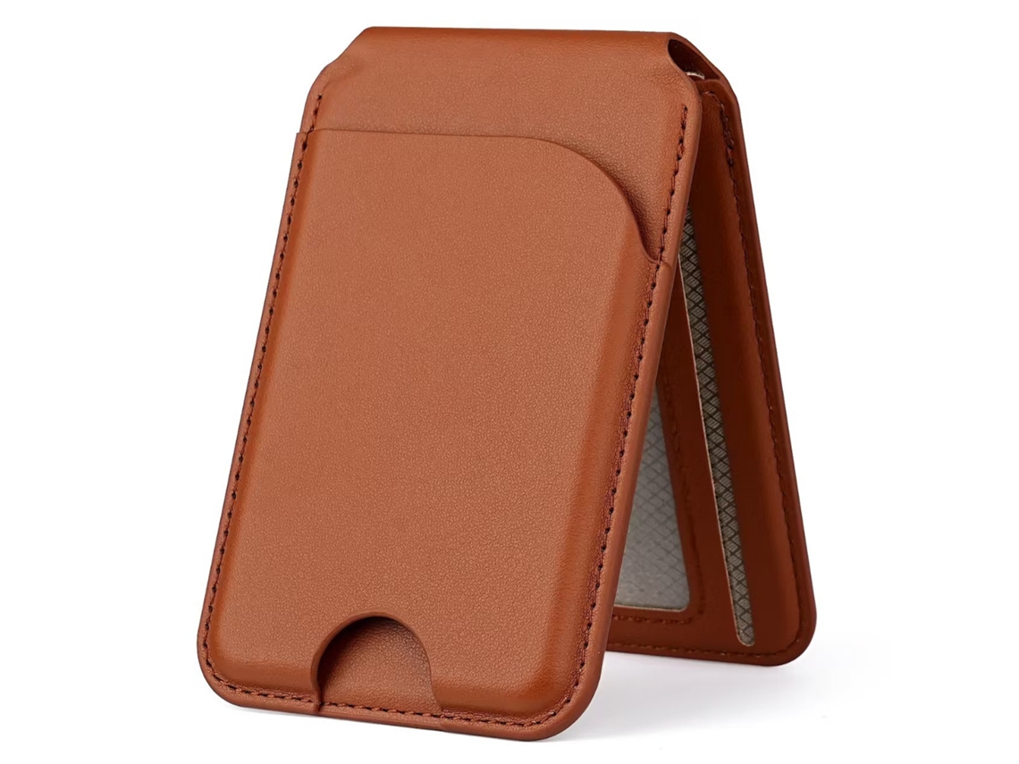 Porta-cartões Carteira Eifson Magnético Suporte Ajustável Janela Id Couro Pu Castanho