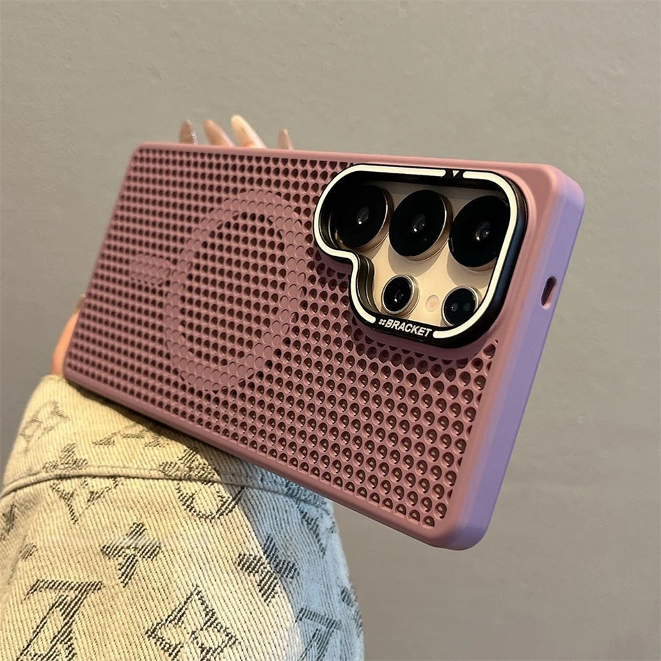 Capa Protetora Térmica (roxa Para Galaxy S25 Ultra), Suporte Para Lente Dourado, Carregamento Sem Fio.