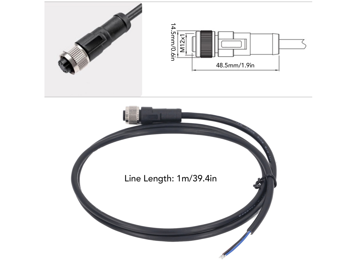 Laxiscreed Soquete De Avião M12 De 4 Pinos Para Cabos Elétricos, Até 250v Ac/dc