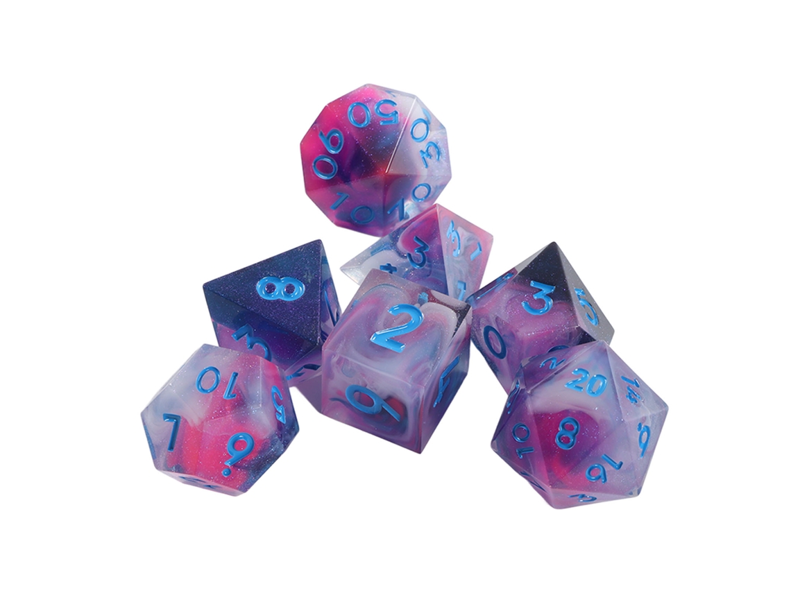 Mali conjunto de 7 Dados Poliédricos de Resina com Design Estrelado para Jogos de Tabuleiro