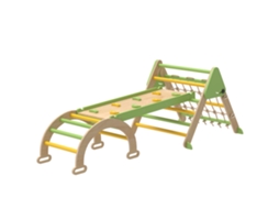 Em, Cor Verde 8 Em 1 Montessori Klettergerüst Indoor Holz Kletterdreieck Com Kletterbogen. Doppelseitiger Rutsche. Verde Btforus
