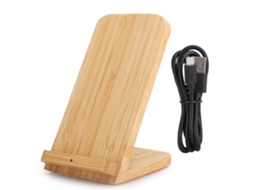 Carregador Sem Fio Todo em Chinês EOOCOO (suporte Vertical de Bambu com Carregamento Rápido de 10w)