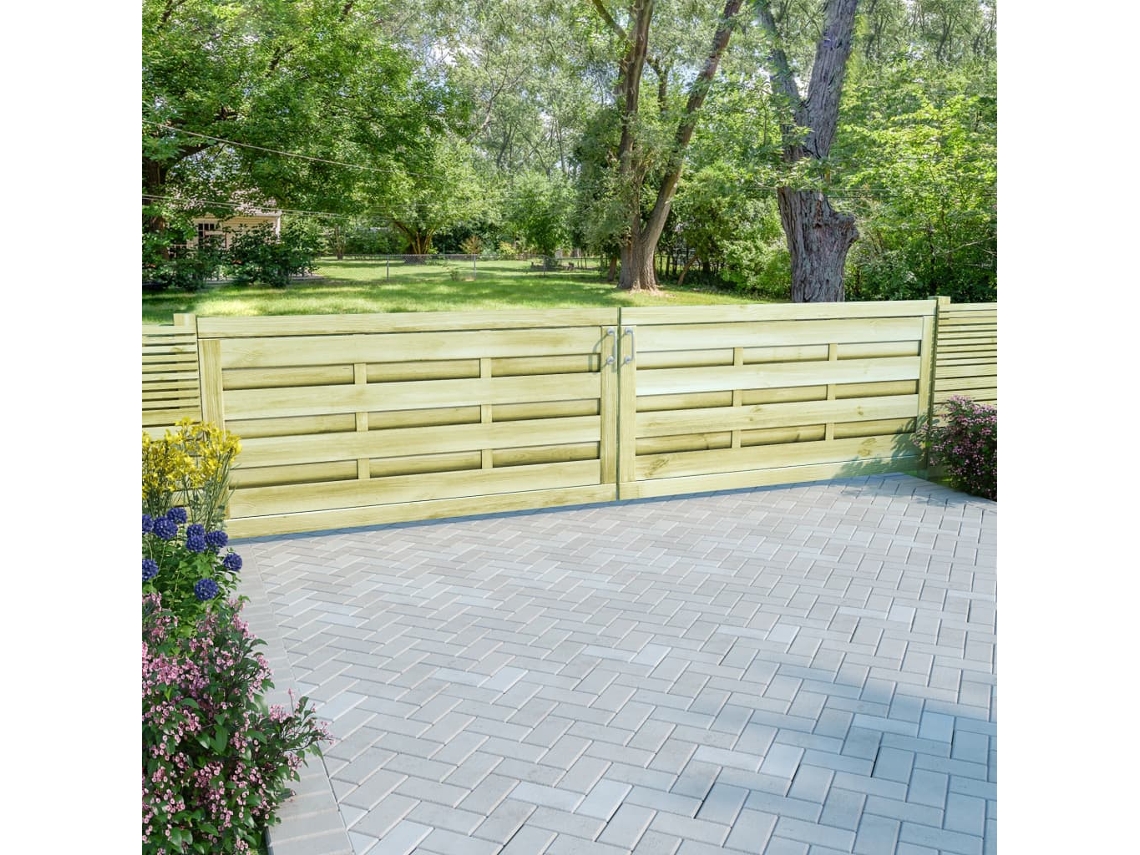Vidaxl Portão De Jardim 2 Pcs 150x75 Cm Pinho Impregnado Verde