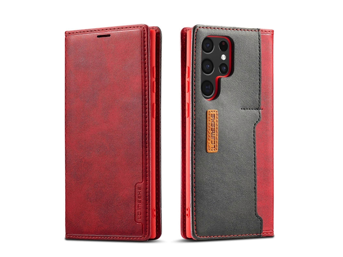 Capa De Couro Fosco Para Samsung Galaxy S22 Ultra 5g Lc.imeeke Lc-001 Series Pu Tpu Com Cores Combinando