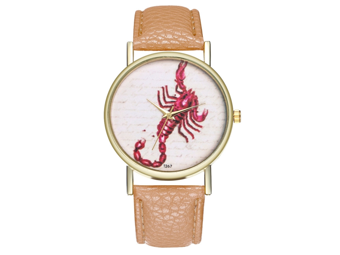 Relógio Scorpio Analógico de Quartzo com Pulseira Simples Unissex em PU T267-a Bege