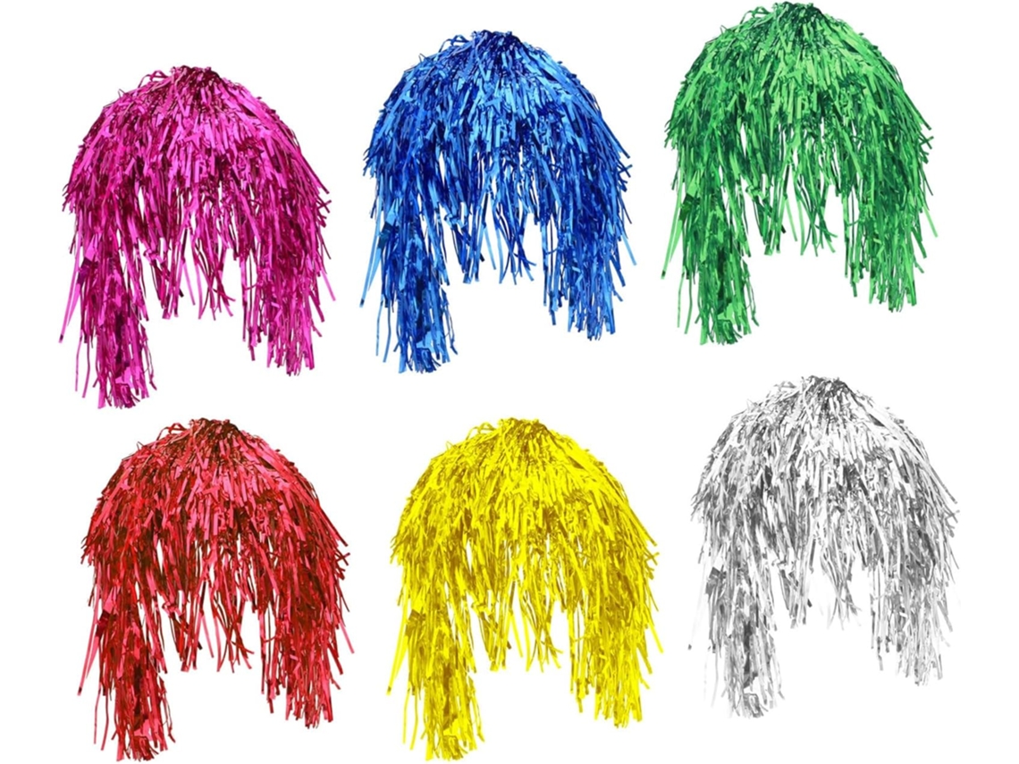 Conjunto De 6 Perucas Com Lantejoulas Metálicas, Tamanho Único, Unissex, Para Cosplay E Decoração.