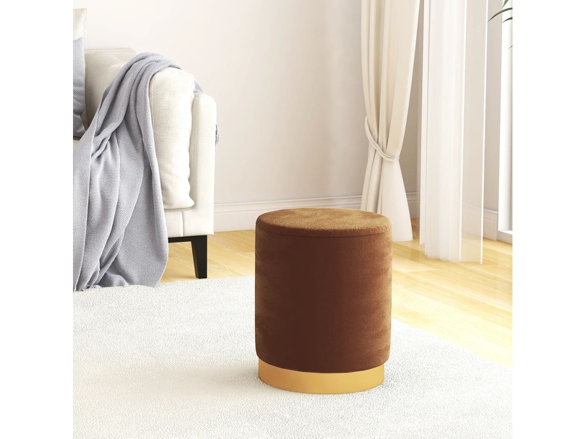 Vidaxl Banqueta Com Arrumação Redonda Veludo 31 X 37 Cm Castanho