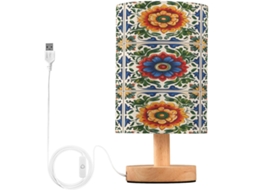 Abajur De Cabeceira Mexicano Talavera Para Quarto, Abajur De Cabeceira Led, Luminária De Leitura Com Cúpula Tecido, Base