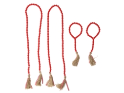 Guirlanda de perles de madeira para Natal, reutilizável e decorativa, vermelha, pack de 4 LAXISCREED