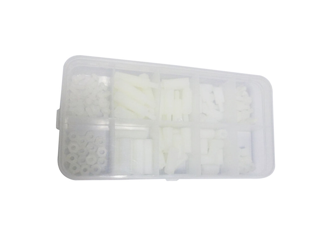 Conjunto de 120 Parafusos e Porcas de Nylon Branco M3 para Drones Rc Diy MDUG