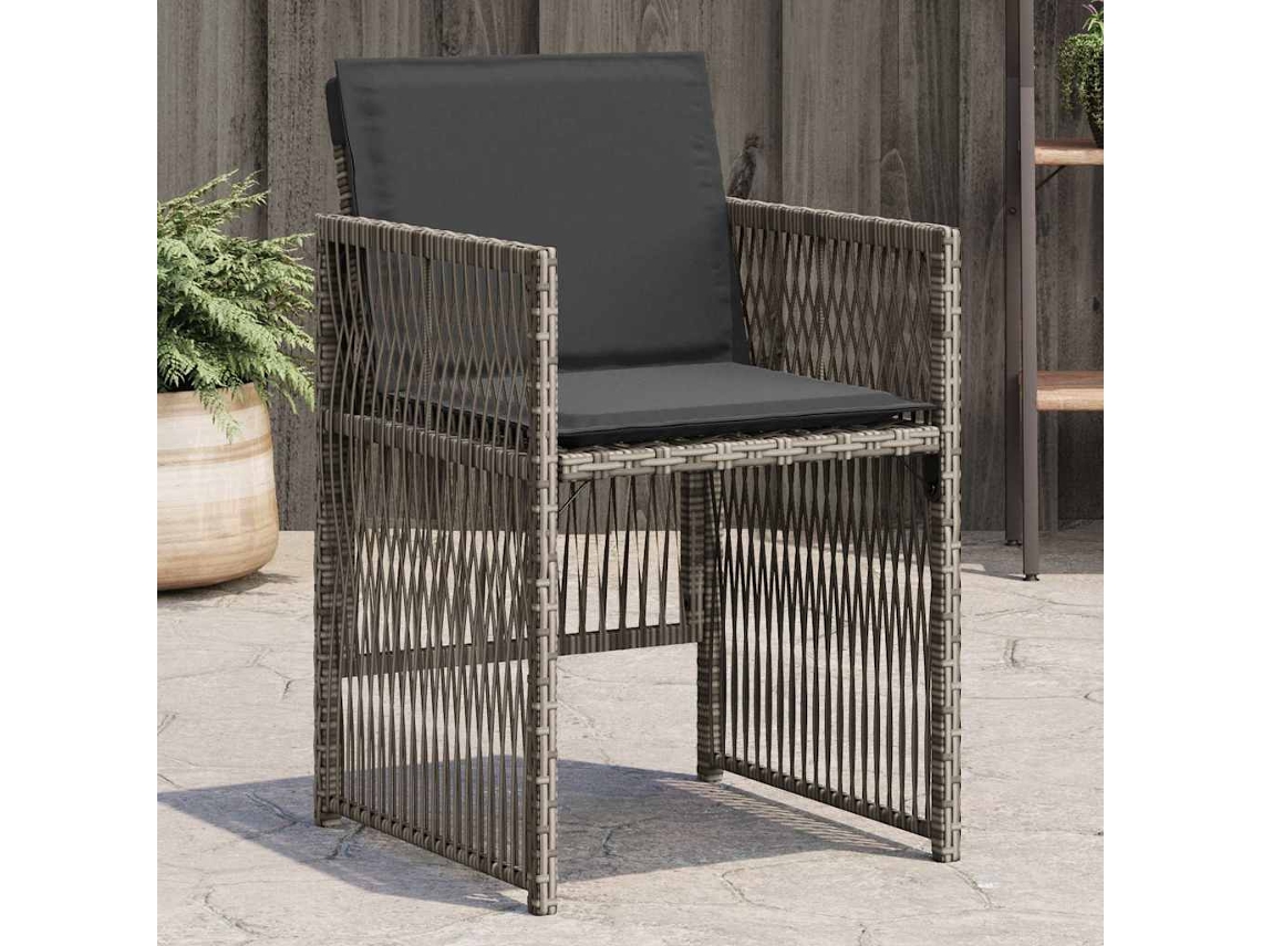 Vidaxl Cadeiras De Jardim Com Almofadões 4 Pcs Vime Pe Cinzento