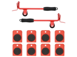 Vidaxl Rodízios Para Móveis 8 Peças Com Elevadores Vermelho 9,8x7,5x3 Cm 150 Kg