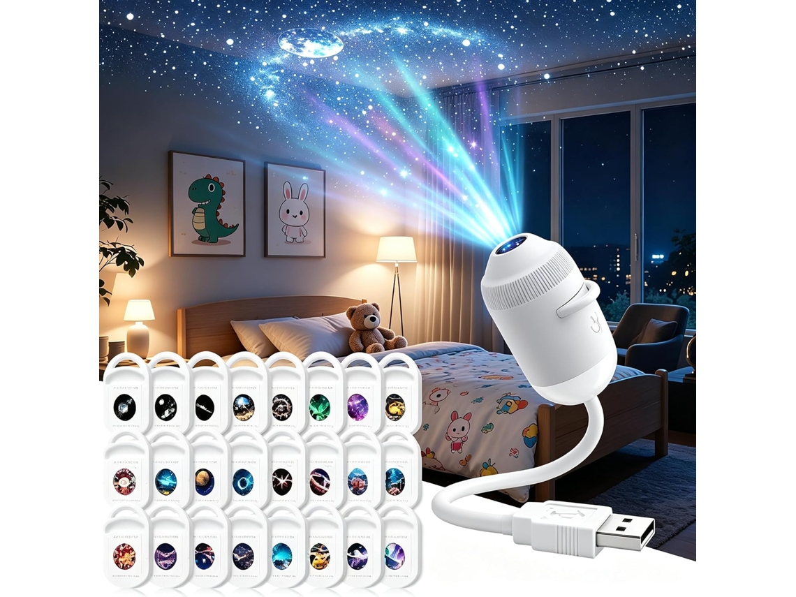 Projetor de Estrelas Galáxia - Luz Noturna, Lâmpada Alimentada