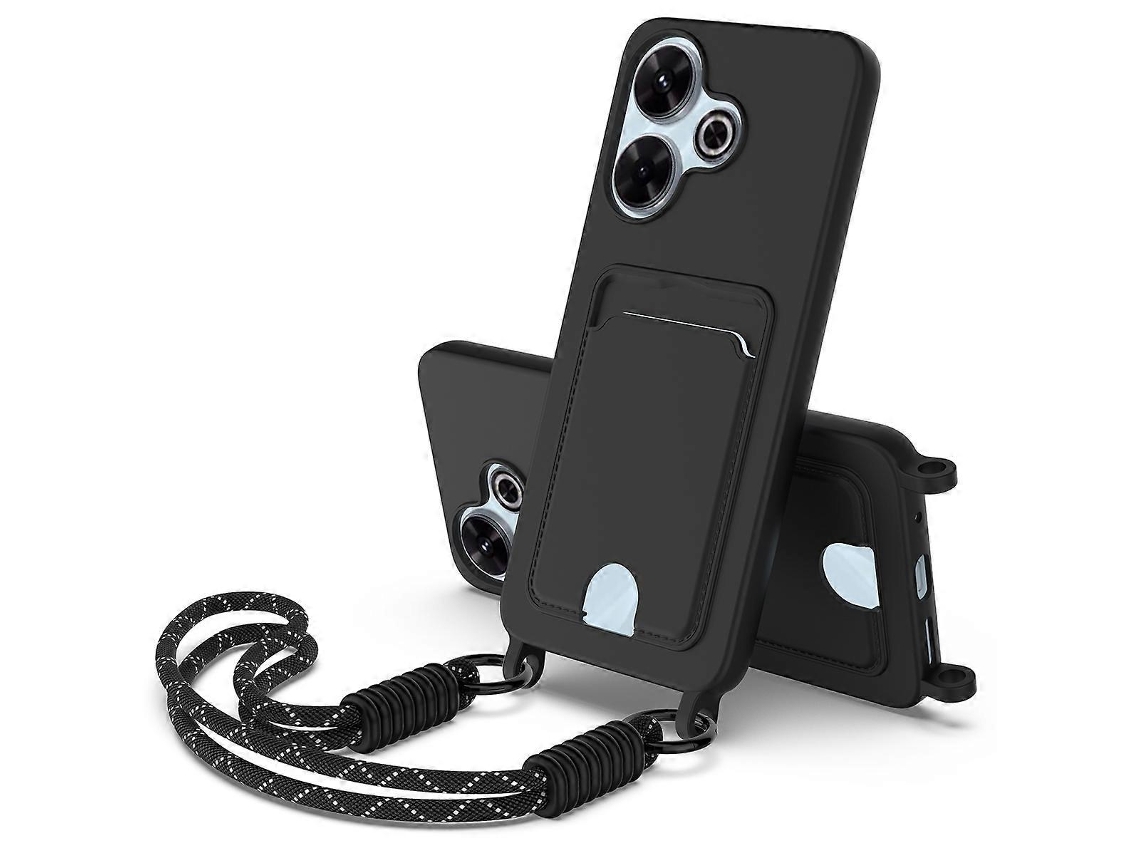 Capa Traseira De Silicone Líquido Com Suporte Para Cartão E Alça Curta Para Xiaomi Redmi 13 5g Xiaomi Redmi Note 13r 5g Poco M6 4g Plus 5g Redmi 13