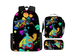 Conjunto De Três Peças De Mochila Infantil Com Estampado De Desenhos Animados: Mochila Escolar Com Alças, Lancheira Térmica E Estojo, Modelo 13