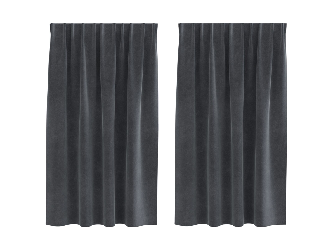 Conjunto 2 Cortinas Opacas Vidaxl Cinzento-claro Veludo (140 X 140 Cm)