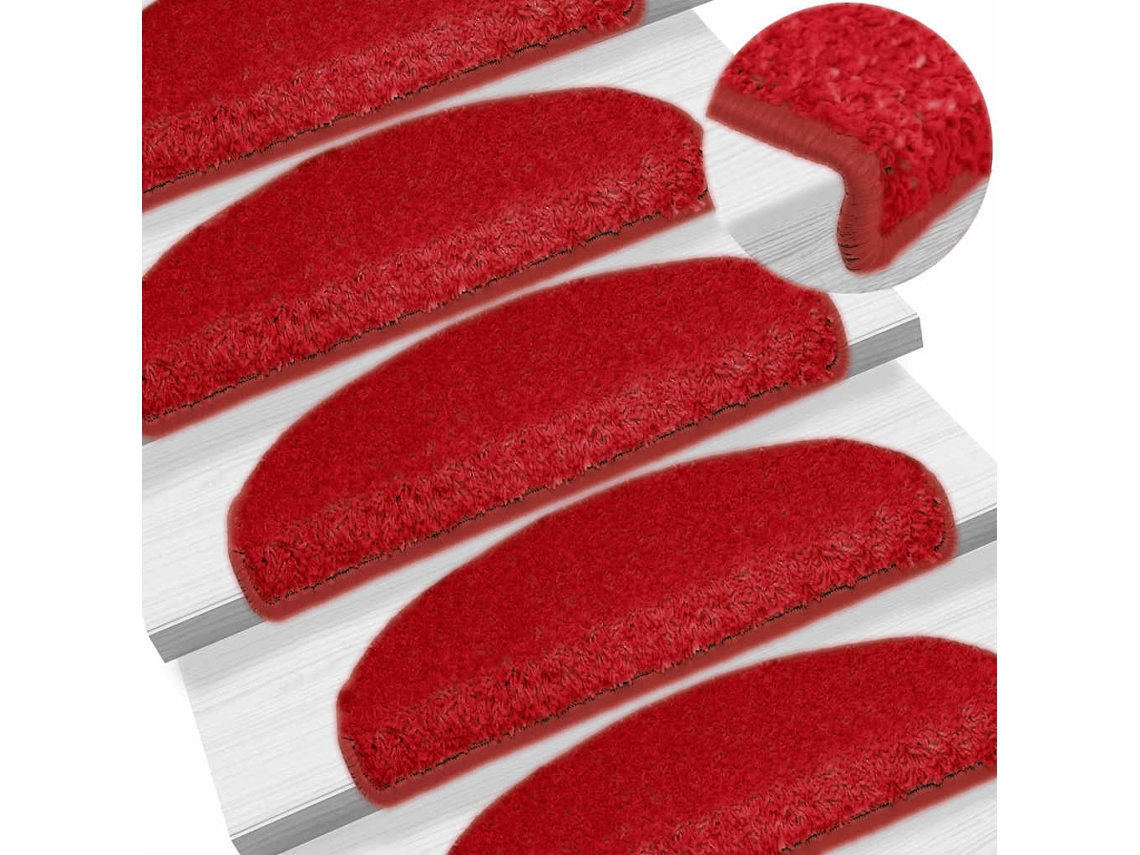 Vidaxl Tapetes De Escada 30 Peças 65x21x4 Cm Vermelho Semicircular Grande
