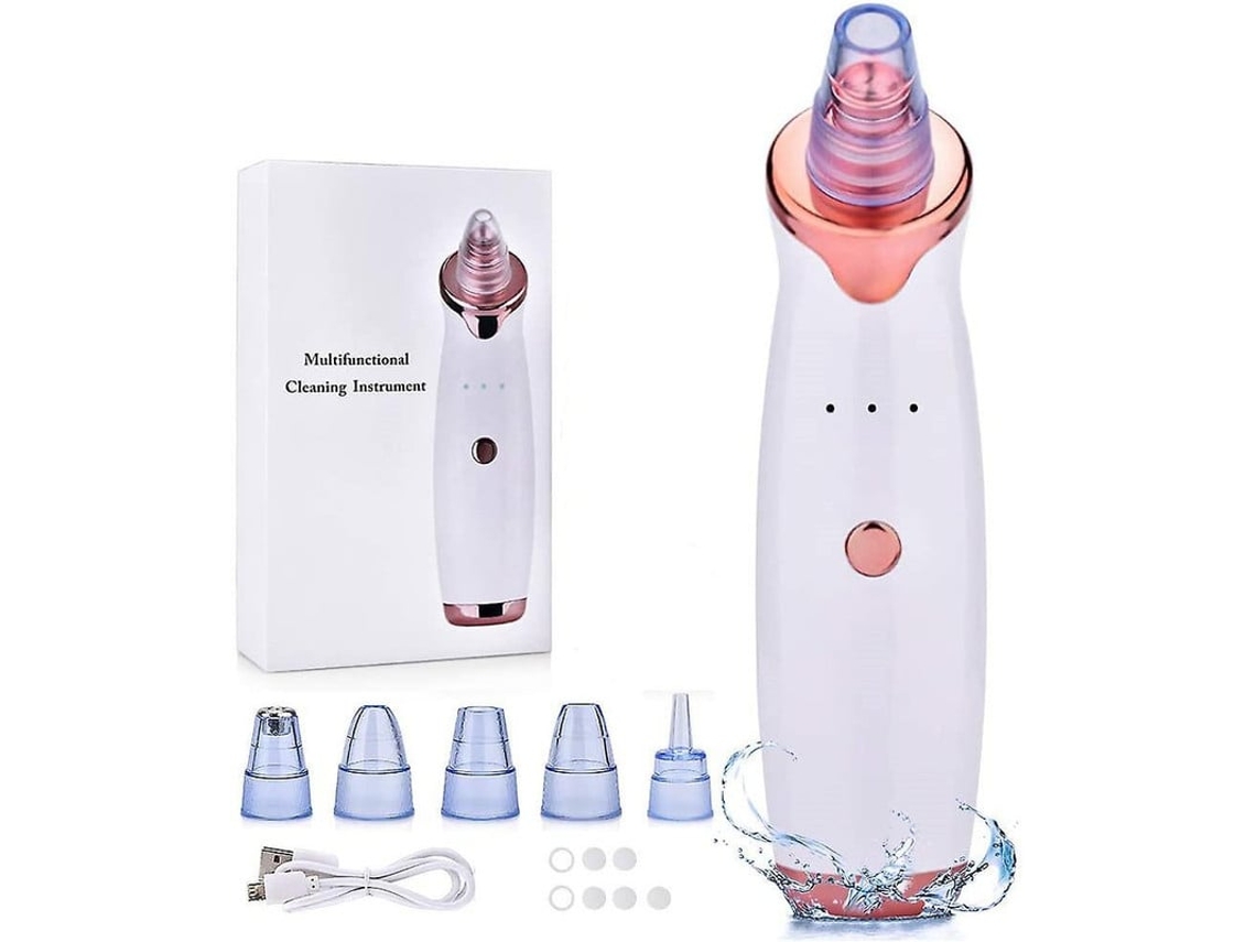 Aspirador de Pó de Cravos Limpador de Poros Recarregável Dispositivo de Beleza Facial com Tela de Led 5 Sondas e 3 Modos Kit de 4 Sondas AUJEZON