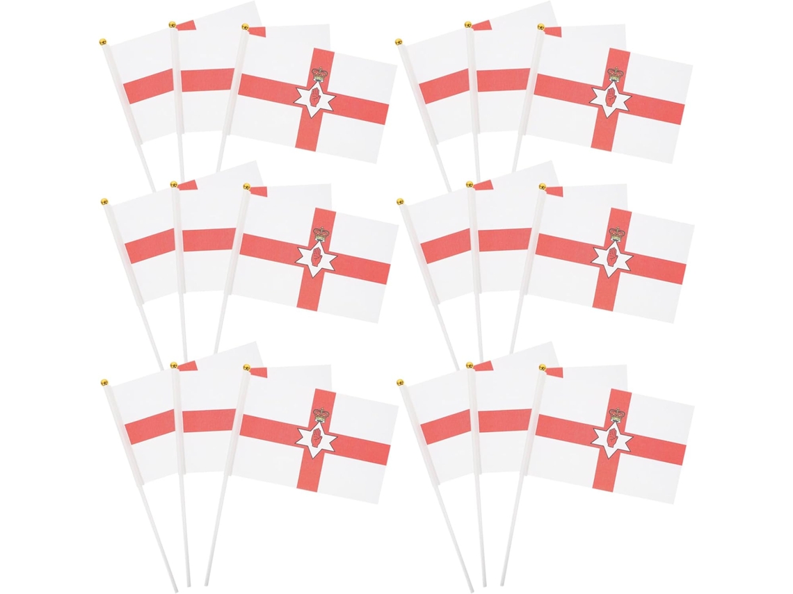 Bandeirinhas da Irlanda do Norte, Versáteis, Feitas de Poliéster, 50 Unidades, Pequenas Bandeiras Nacionais com Design CHABERLU