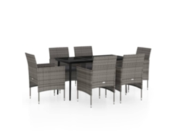 Maison Exclusive - 7 Pcs Conjunto De Jantar P/ Jardim C/ Almofadões Cinza E Preto