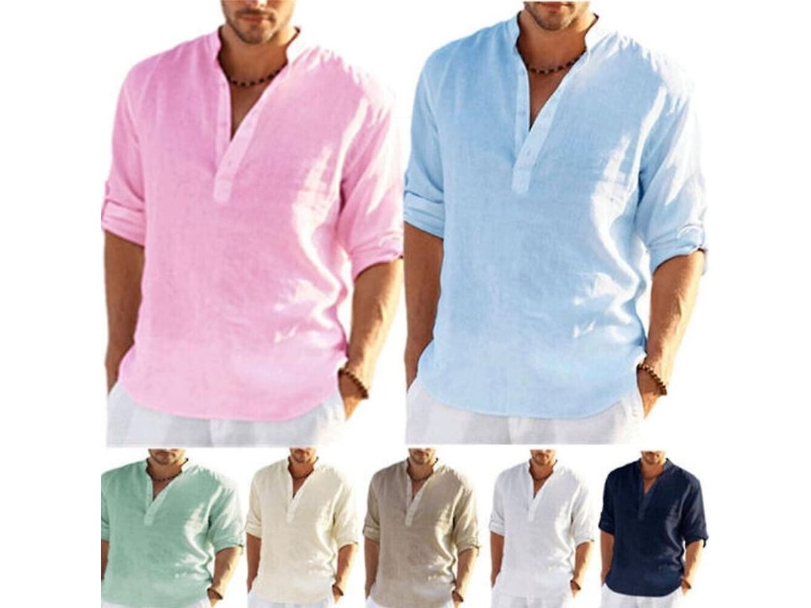 2026 camisa Casual de Manga Larga para Hombre, Algodón Y Lino, Verano, Cuello Volteado, Estilo Informal
