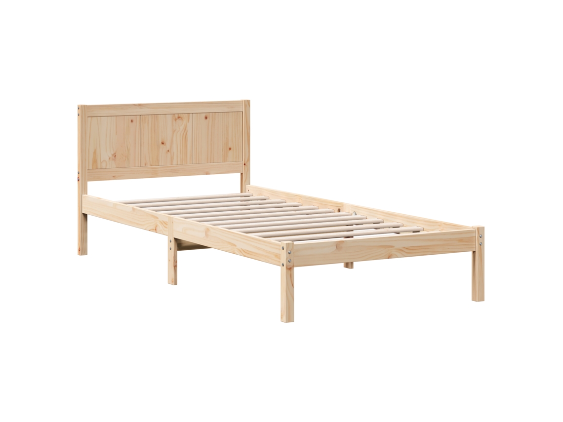 Conjunto 1 Estrutura Da Cama Vidaxl Castanho Madeira De Pinho Maciça (100 X 200 Cm)