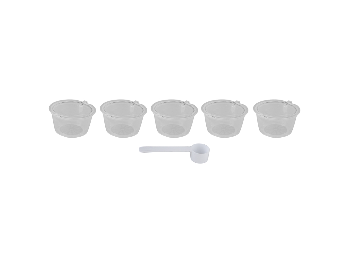 5pcs Cápsula Reutilizável 50ml com Colher para Dolce Gusto, Transparente | S/MARCA
