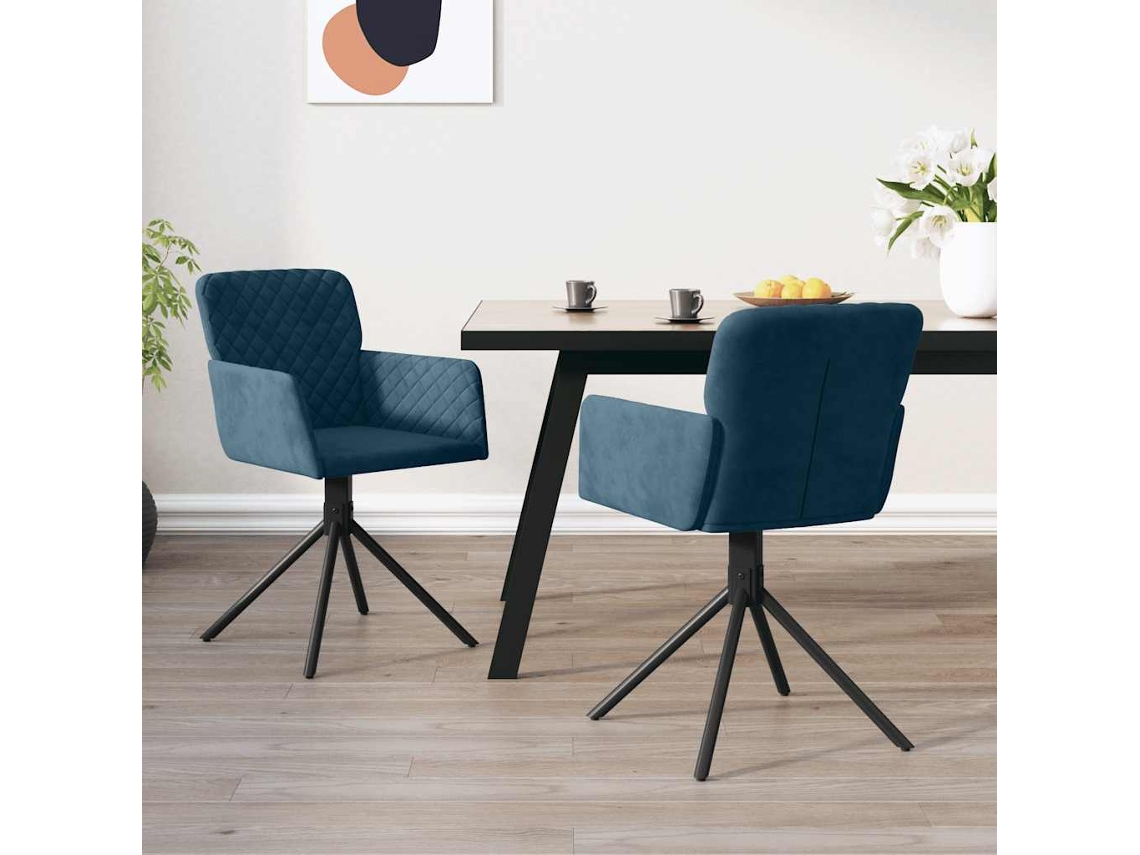 Vidaxl Cadeiras De Jantar Giratórias 2 Pcs Veludo Azul
